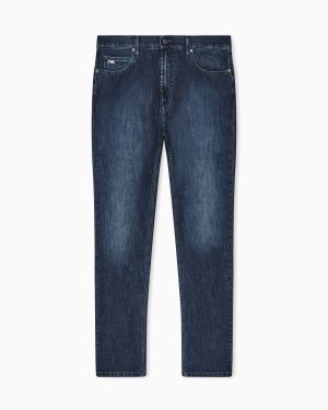 J05 regular-fit, lightly worn-look 8-oz denim jeans