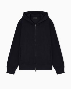 Travel Essential canneté jersey zip-up hooded sweatshirt