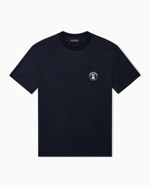 Lyocell-blend jersey T-shirt with French bulldog patch