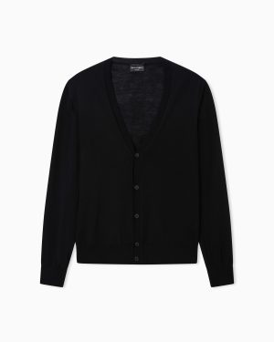 Pure virgin wool V-neck cardigan