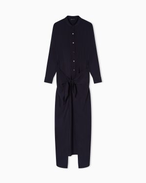 Two-piece-effect technical rayon dress