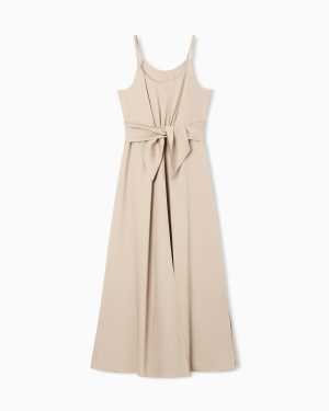 Twill crêpe sash dress