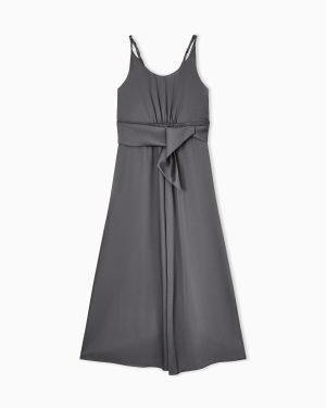 Twill crêpe sash dress