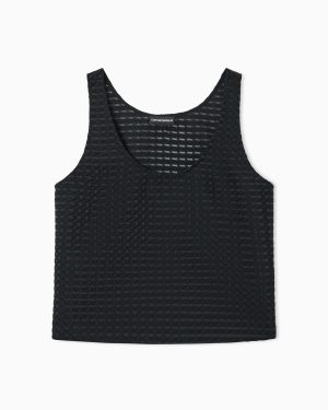 3D gingham jacquard top