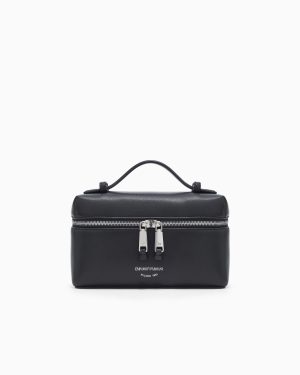 Nappa leather vanity case with shoulder strap