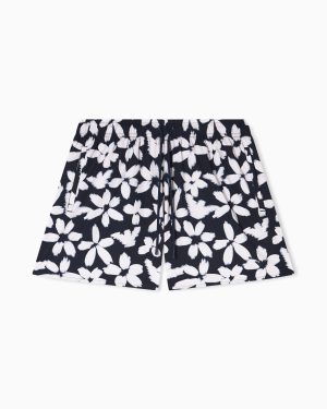 Flower eagle patterned swim shorts