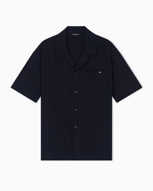 Beachwear shirt in Lyocell blend seersucker