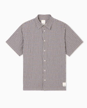 Eagle Club crinkle fabric shirt with check motif