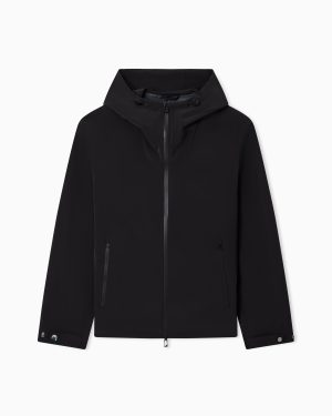 Nylon blouson with hood and heat-taped zips