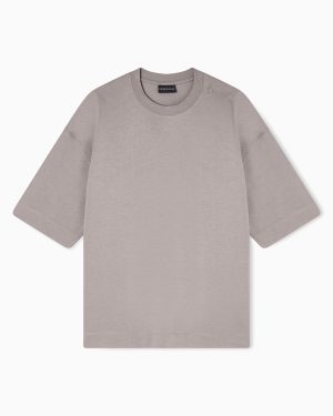 Oversized heavy jersey T-shirt with micro eagle embroidery