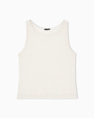 Floral pattern beachwear top in macramé lace