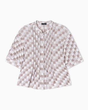 Check linen gauze shirt