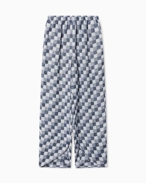 Check linen gauze trousers