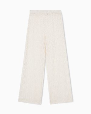 Beachwear trousers in floral pattern macramé lace
