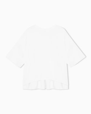 Interlock jersey T-shirt with ruffles