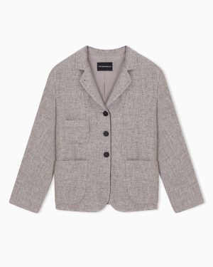Natté linen single-breasted jacket