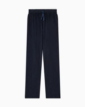 Lightweight denim drawstring trousers